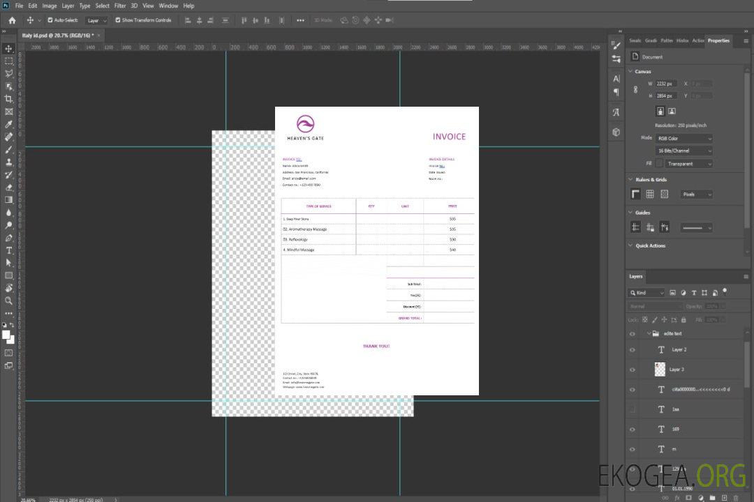 Modèle de facture de massage gratuit template Modèle de facture de massage gratuit template